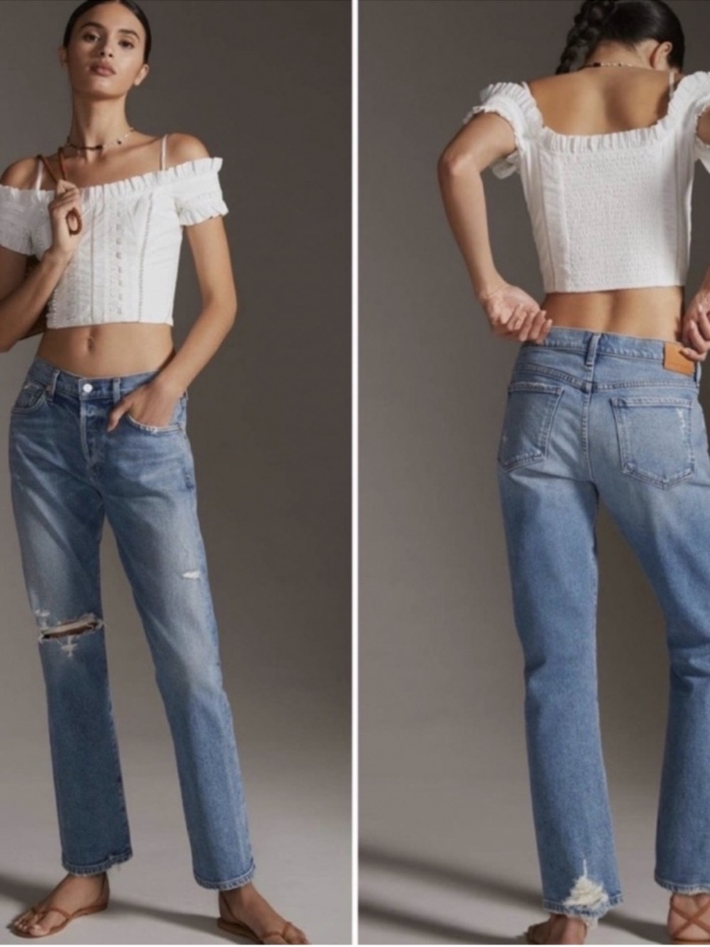 Citizens Of Humanity Emerson Slim Straight Distressed Boyfriend Jeans Size 29
